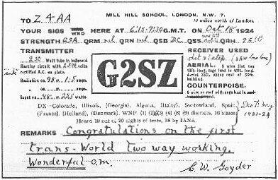 Cecil Goyder’s (G2SL) QSL card